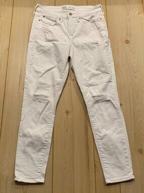 Levi Strauss Signature Mid Rise Skinny Crop Ripped Denim White Jeans Size 4 W27